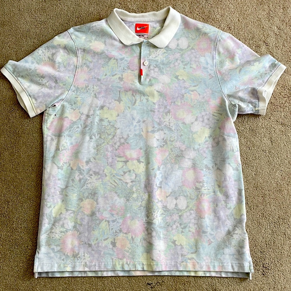 Nike Dri-FIT Floral Polo Shirt Multi-Color sz L